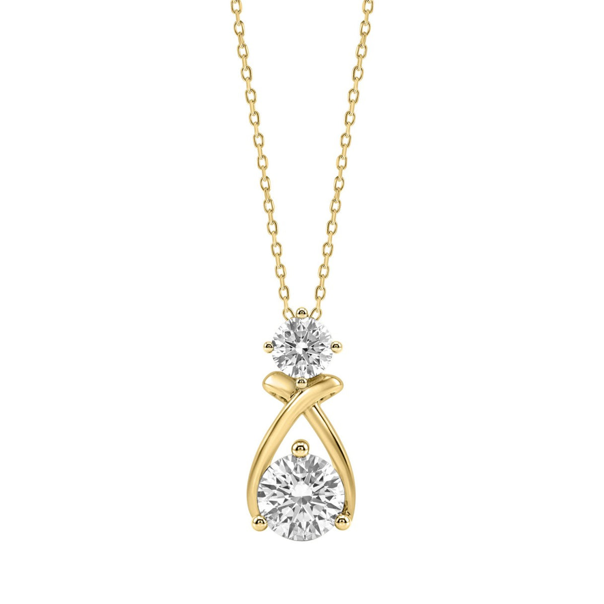 Elegant 14K Yellow Gold Lab Created Diamond Ladies Pendant 1.00Ct Round Cut Infinity Twist Pendant For Her (Color F-G -Clarity Vs1/Vs2)