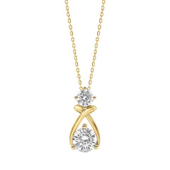 Elegant 14K Yellow Gold Lab Created Diamond Ladies Pendant 1.00Ct Round Cut Infinity Twist Pendant For Her (Color F-G -Clarity Vs1/Vs2)