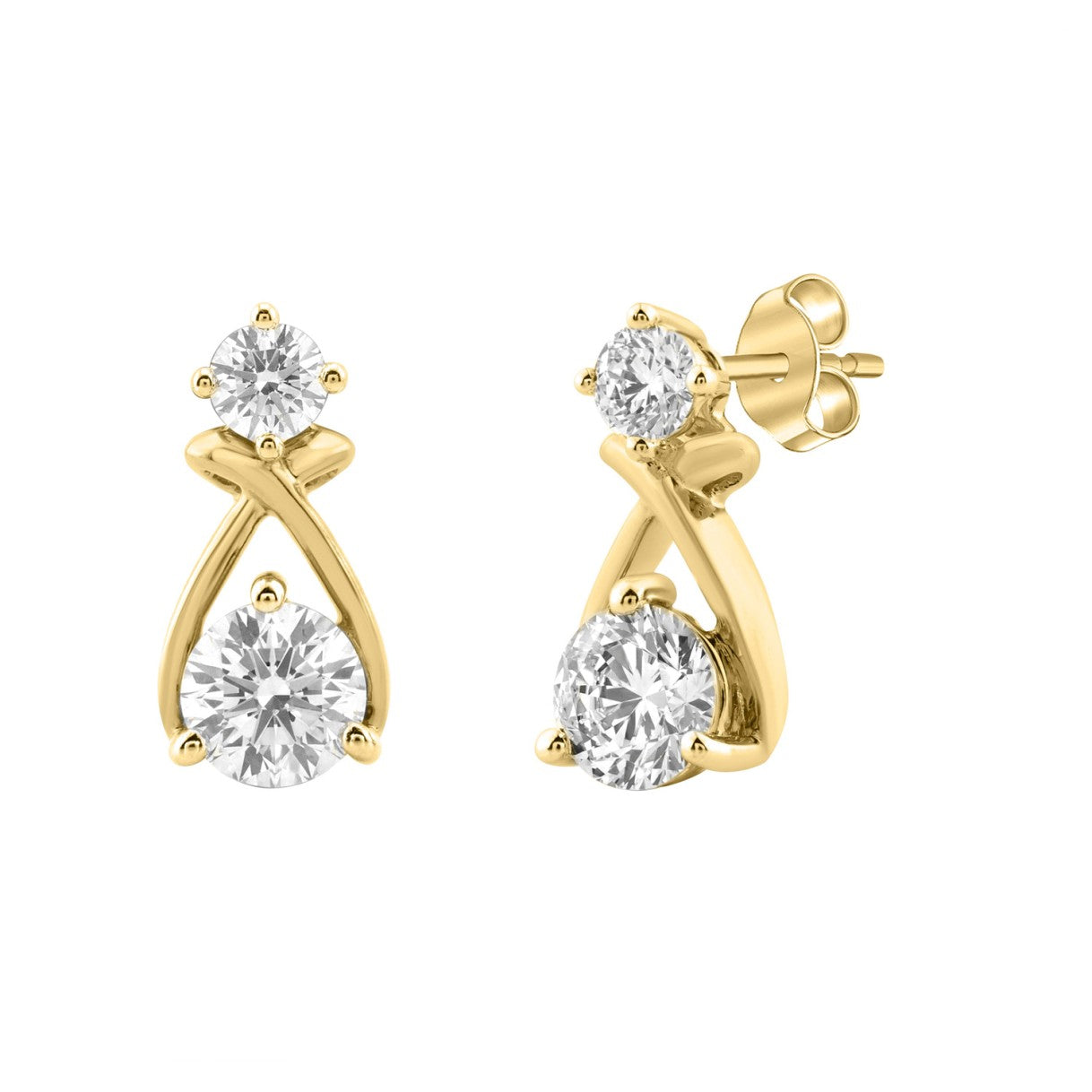 Elegant 14K Yellow Gold Lab Grown Diamond Earrings 1.00Ct Round Cut Diamond Women Fashion Jewelry (Color F-G -Clarity Vs1/Vs2)