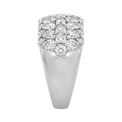14K White Gold 3.00Ct Multi Shape Diamond Ring Round, Pear & Marquise Cut Cluster Ring For Women (Color F-G -Clarity Vs1/Vs2)