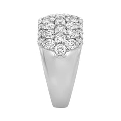 14K White Gold 3.00Ct Multi Shape Diamond Ring Round, Pear & Marquise Cut Cluster Ring For Women (Color F-G -Clarity Vs1/Vs2)