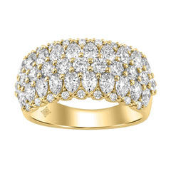 14K Yellow Gold 3.00Ct Multi Shape Diamond Ring Round, Pear & Marquise Cut Cluster Ring For Women (Color F-G -Clarity Vs1/Vs2)