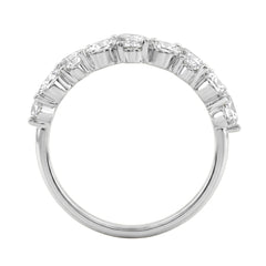Elegant 14K White Gold 1 1/3Ct Lab Grown Diamond Fashion Ring Alternating Round &amp; Marquise Stones, Ladies Fashion Jewelry (Color F-G -Clarity Vs1/Vs2)