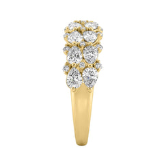 Elegant 14K Yellow Gold 1 3/4Ct Lab Grown Diamond Fashion Ring Alternating Round & Pear Stones, Women Fashion Jewelry (Color F-G -Clarity Vs1/Vs2)
