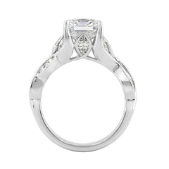 14K White Gold Radiant Cut Diamond Ring 4 1/5Ct  With Marquise Side Stones Ladies Engagement Ring 3Ct Radiant Center Stone (Color F-G -Clarity Vs1/Vs2)
