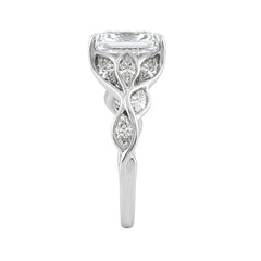 14K White Gold Radiant Cut Diamond Ring 4 1/5Ct  With Marquise Side Stones Ladies Engagement Ring 3Ct Radiant Center Stone (Color F-G -Clarity Vs1/Vs2