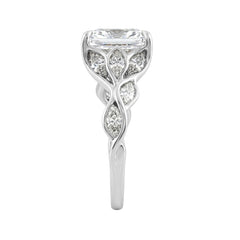 14K White Gold Radiant Cut Diamond Ring 4 1/5Ct  With Marquise Side Stones Ladies Engagement Ring 3Ct Radiant Center Stone (Color F-G -Clarity Vs1/Vs2)