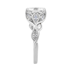 Ladies 14K White Gold 4 1/5Ct Multi-Shape Diamond Engagement Ring Oval &amp; Marquise With Side Stones 3Ct Oval Center Stone (Color F-G -Clarity Vs1/V