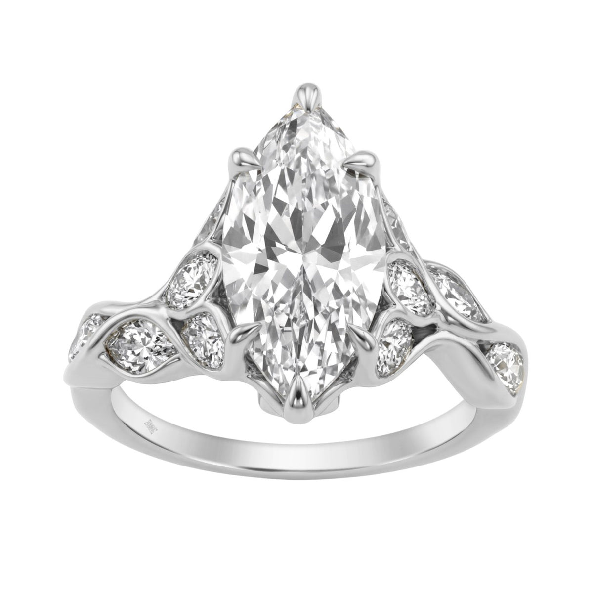 Elegant 14K White Gold 4 1/5Ct Marquise Diamond Ring Women Fashion Engagement Ring (Color F-G -Clarity Vs1/Vs2)