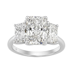 14K White Gold 5.00Ct Radiant  Lab Grown Diamond Ring 3.00Ct Center Stone Radiant Diamond Three Stone Engagement Ring For Women (Color F-G Clarity Vs1/Vs2)
