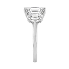 14K White Gold 5.00Ct Radiant  Lab Grown Diamond Ring 3.00Ct Center Stone Radiant Diamond Three Stone Engagement Ring For Women (Color F-G Clarity Vs1/Vs2)
