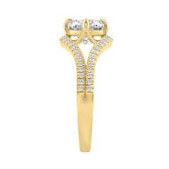Luxury 14K Yellow Gold 1 3/4Ct Lab Grown Diamond Ring 1 1/2Ct Oval Center And Round Diamond Ladies Engagement Ring (Color F-G -Clarity Vs1/Vs2)