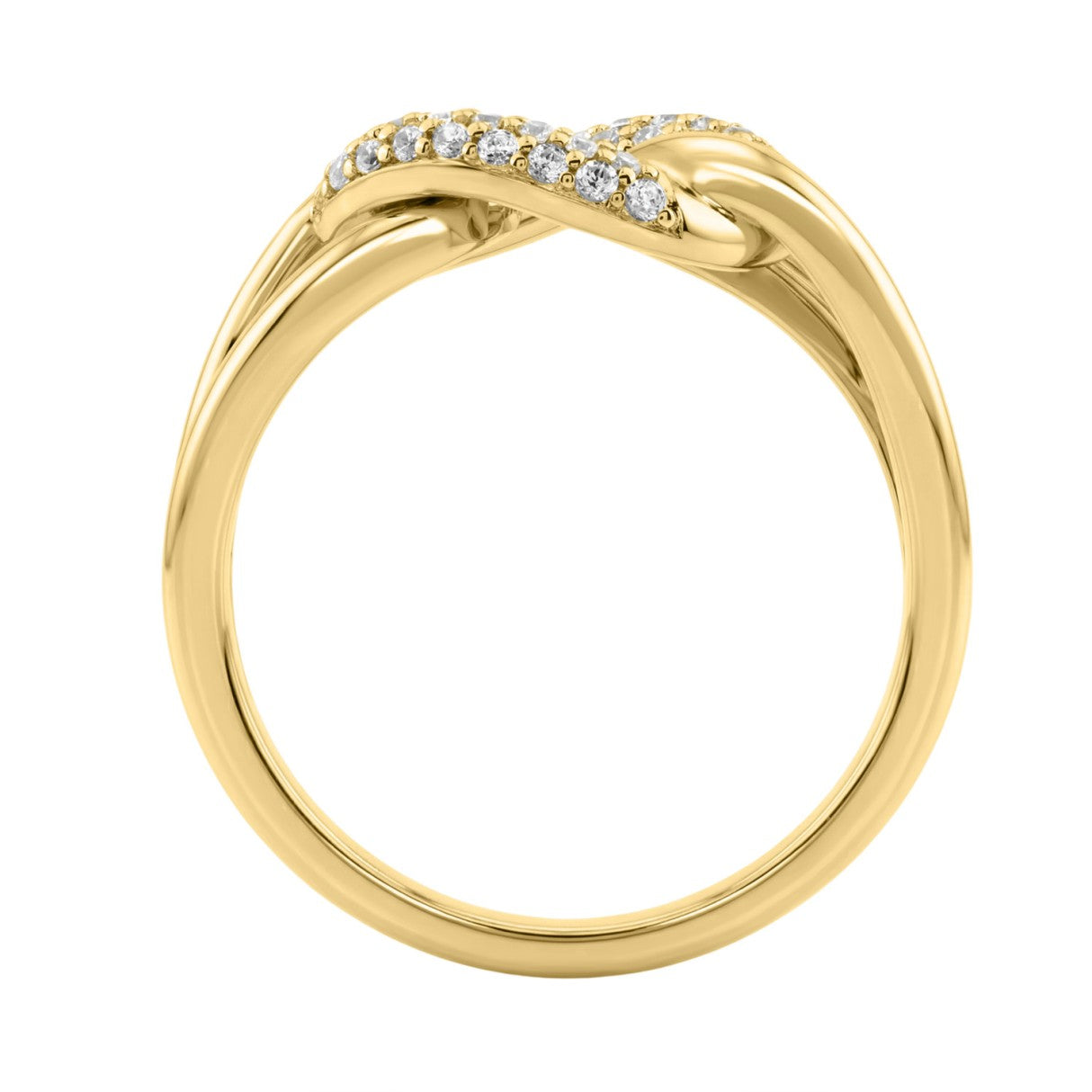 1/4Ct Round Diamond Ring In 10K Yellow Gold Women Interlocked Link Fashion Ring (Color F-G -Clarity Vs1/Vs2)