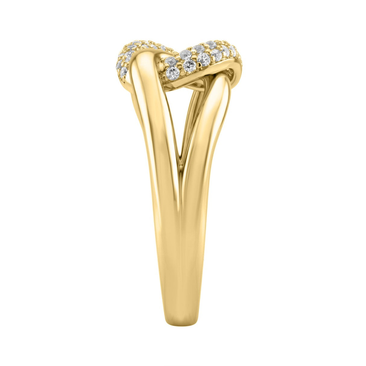 1/4Ct Round Diamond Ring In 10K Yellow Gold Women Interlocked Link Fashion Ring (Color F-G -Clarity Vs1/Vs2)