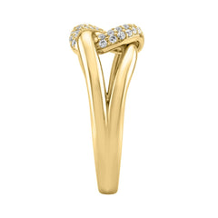 1/4Ct Round Diamond Ring In 10K Yellow Gold Women Interlocked Link Fashion Ring (Color F-G -Clarity Vs1/Vs2)