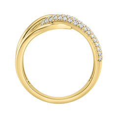 1/2Ct Round Diamond Ring In 14K Yellow Gold Women Interlocked Link Fashion Ring (Color F-G -Clarity Vs1/Vs2)