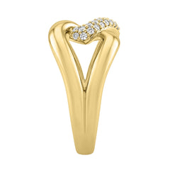1/2Ct Round Diamond Ring In 14K Yellow Gold Women Interlocked Link Fashion Ring (Color F-G -Clarity Vs1/Vs2)