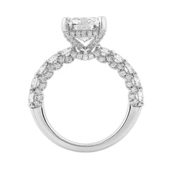 Ladies 14K White Gold Diamond Ladies Engagement Ring 5 1/2Ct Round Cut With Cushion Diamond 4Ct Cushion Center Stone (Color F-G -Clarity Vs1/Vs2)