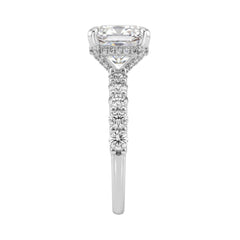 Ladies 14K White Gold Diamond Ladies Engagement Ring 5 1/2Ct Round Cut With Cushion Diamond 4Ct Cushion Center Stone (Color F-G -Clarity Vs1/Vs2)