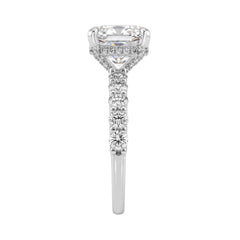 Ladies 14K White Gold Diamond Ladies Engagement Ring 5 1/2Ct Round Cut With Cushion Diamond 4Ct Cushion Center Stone (Color F-G -Clarity Vs1/Vs2)