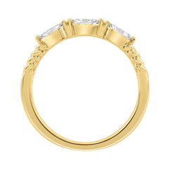 10K Yellow Gold Lab-Grown Diamond Ring For Women 3/8Ct Round & Marquise Fashion Ring (Color F-G -Clarity Vs1/Vs2)