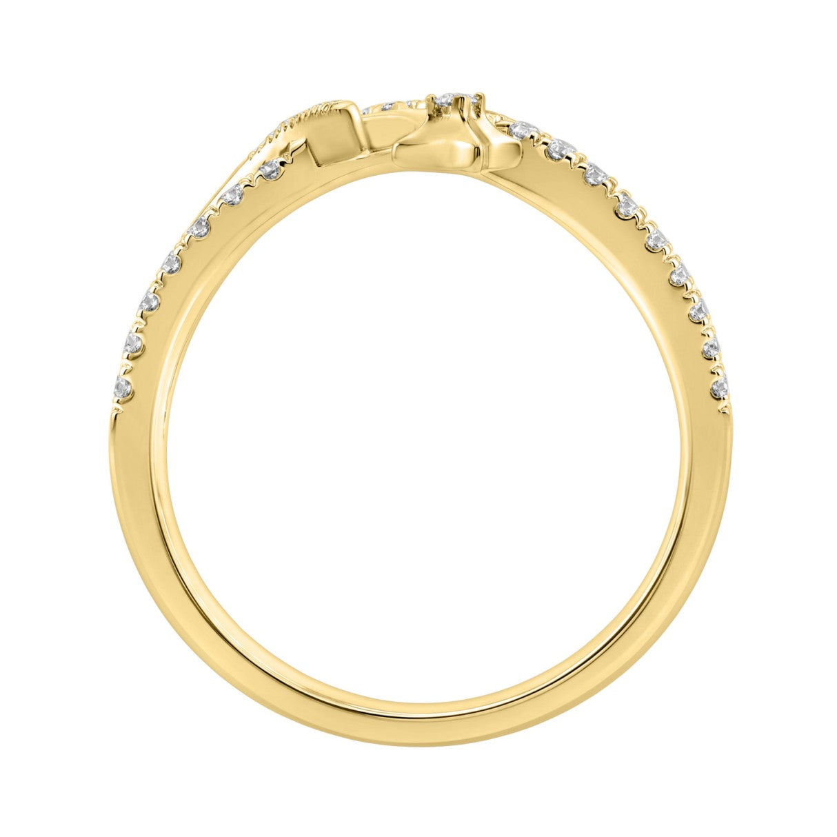 Ladies 10K Yellow Gold Ladies Ring 1/4Ct Round Diamond With Dangling Star Charm (Color F-G -Clarity Vs1/Vs2)