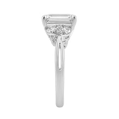 14K White Gold Ladies Lab-Grown Diamond Ladies Engagement Ring 3 1/2Ct Radiant, Round &amp; Marquise With Side Marquise Accents 3Ct Radiant Center Sto