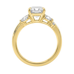 14K Yellow Gold Ladies Lab-Grown Brown Diamond Ladies Engagement Ring 3 1/2Ct Radiant, Round &amp; Marquise With Side Marquise Accents 3Ct Radiant Center Stone (Color F-G -Clarity Vs1/Vs2)