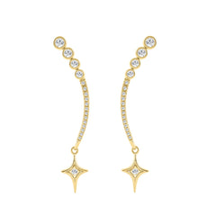 10K Yellow Gold Lab-Grown Diamond Star Drop Ladies Earrings 1/3Ct Round Dangle Earrings (Color F-G -Clarity Vs1/Vs2)