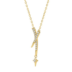 10K Yellow Gold Lab-Grown Diamond Star Charm Necklace 1/10Ct Round Dangle Necklace For Women (Color F-G -Clarity Vs1/Vs2)