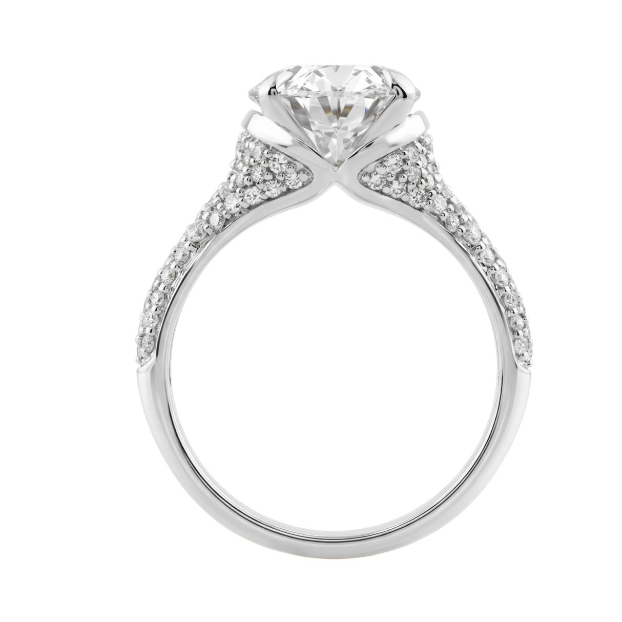 14K White Gold Oval &amp; Round Diamond Engagement Ring For  Ladies  4 1/2Ct Ring 4Ct Oval Center Stone (Color F-G -Clarity Vs1/Vs2)