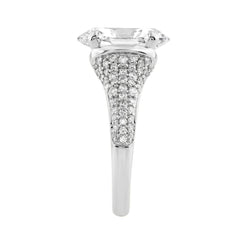14K White Gold Oval &amp; Round Diamond Engagement Ring For  Ladies  4 1/2Ct Ring 4Ct Oval Center Stone (Color F-G -Clarity Vs1/Vs2)