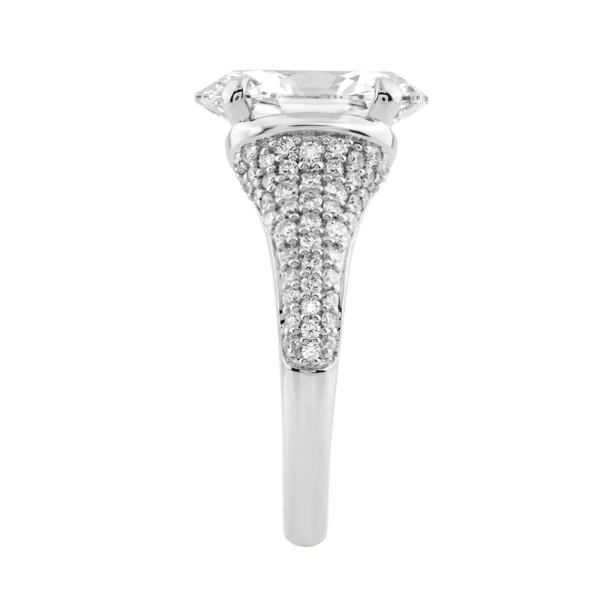 14K White Gold Oval &amp; Round Diamond Engagement Ring For  Ladies  4 1/2Ct Ring 4Ct Oval Center Stone (Color F-G -Clarity Vs1/Vs2)