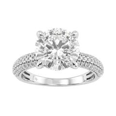 4 1/3Ct Round Brilliant Diamond Ring In 14K White Gold Elegant Ladies Engagement Ring 4Ct Round Center Stone (Color F-G -Clarity Vs1/Vs2)