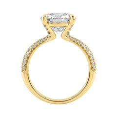 4 1/3Ct Round Brilliant Diamond Ring In 14K Yellow Gold Elegant Ladies Engagement Ring 4Ct Round Center Stone (Color F-G -Clarity Vs1/Vs2)