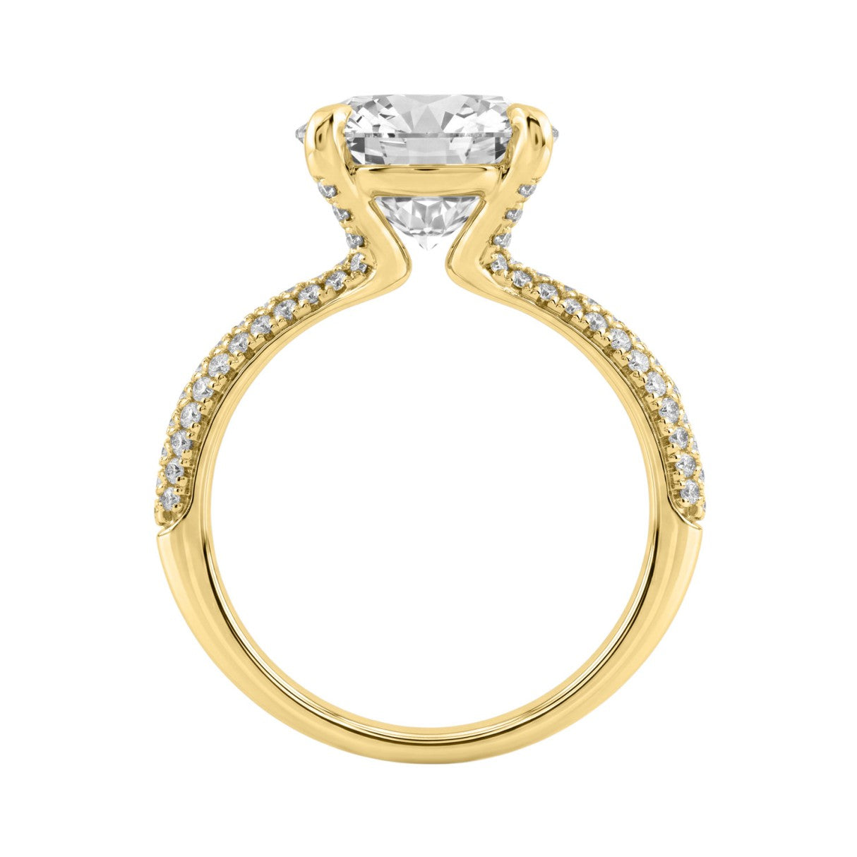 4 1/3Ct Round Brilliant Diamond Ring In 14K Yellow Gold Elegant Ladies Engagement Ring 4Ct Round Center Stone (Color F-G -Clarity Vs1/Vs2)