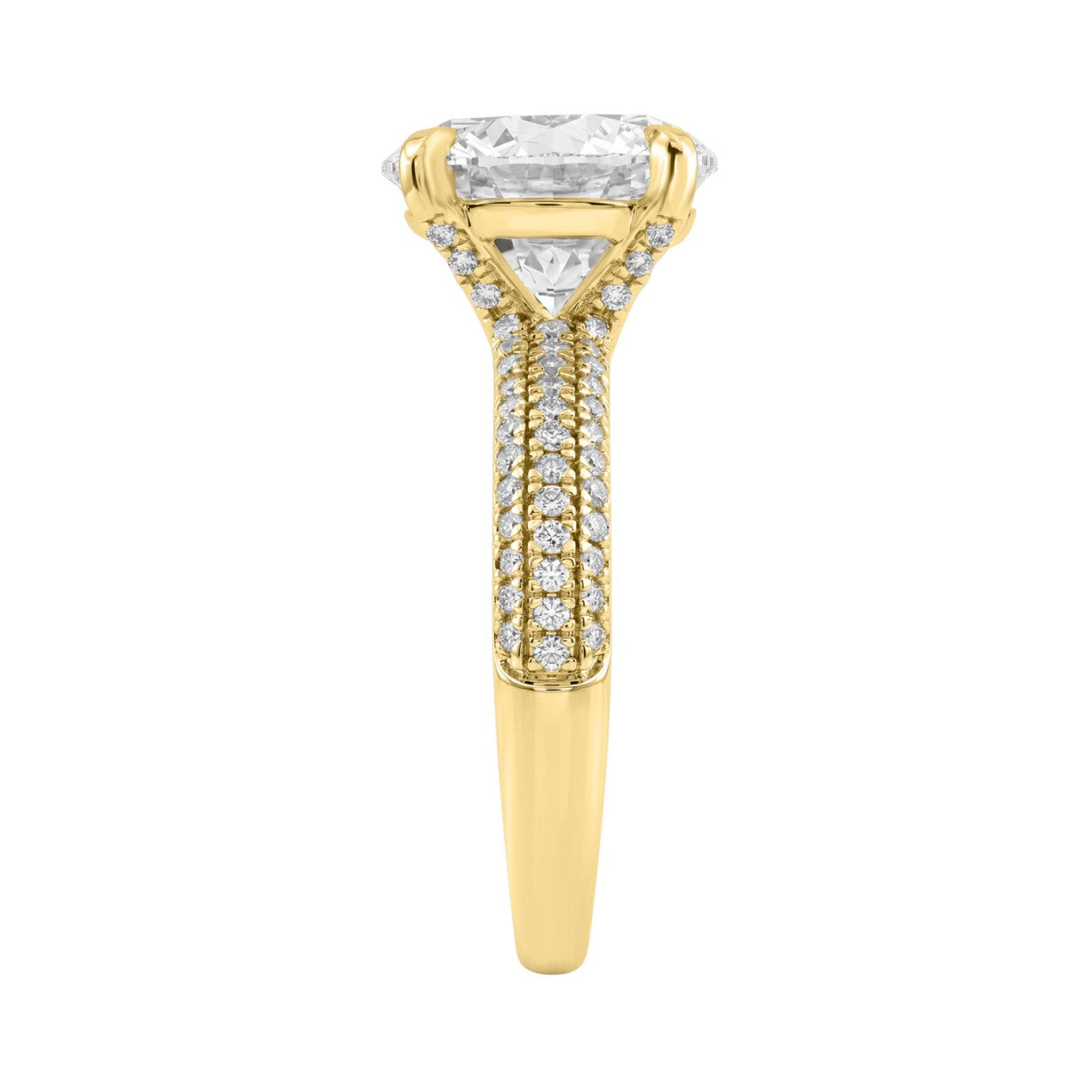 4 1/3Ct Round Brilliant Diamond Ring In 14K Yellow Gold Elegant Ladies Engagement Ring 4Ct Round Center Stone (Color F-G -Clarity Vs1/Vs2)