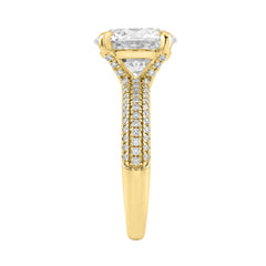 4 1/3Ct Round Brilliant Diamond Ring In 14K Yellow Gold Elegant Ladies Engagement Ring 4Ct Round Center Stone (Color F-G -Clarity Vs1/Vs2)