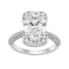 14K White Gold 4 1/2Ct Ladies Oval Cut  Halo Engagement Ring 4Ct Oval Center Stone &amp; Round Diamond (Color F-G -Clarity Vs1/Vs2)