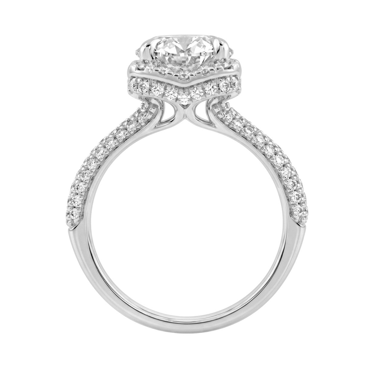 14K White Gold 4 1/2Ct Ladies Oval Cut  Halo Engagement Ring 4Ct Oval Center Stone &amp; Round Diamond (Color F-G -Clarity Vs1/Vs2)