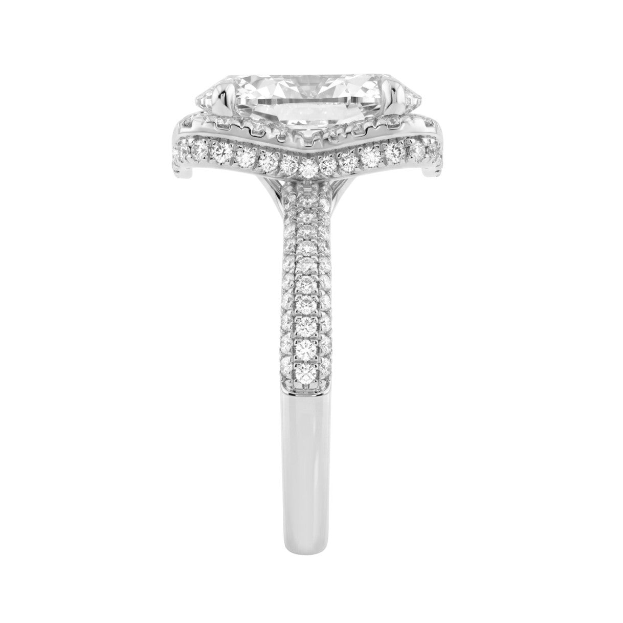 14K White Gold 4 1/2Ct Ladies Oval Cut  Halo Engagement Ring 4Ct Oval Center Stone &amp; Round Diamond (Color F-G -Clarity Vs1/Vs2)