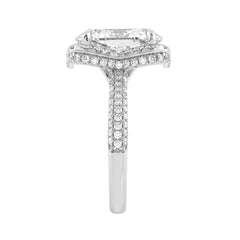 14K White Gold 4 1/2Ct Ladies Oval Cut  Halo Engagement Ring 4Ct Oval Center Stone &amp; Round Diamond (Color F-G -Clarity Vs1/Vs2)