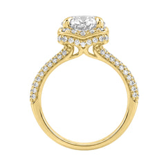 14K Yellow Gold 4 1/2Ct Ladies Oval Cut Hidden Halo Engagement Ring 4Ct Oval Center Stone &amp; Round Diamond (Color F-G -Clarity Vs1/Vs2)