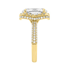 14K Yellow Gold 4 1/2Ct Ladies Oval Cut Hidden Halo Engagement Ring 4Ct Oval Center Stone &amp; Round Diamond (Color F-G -Clarity Vs1/Vs2)