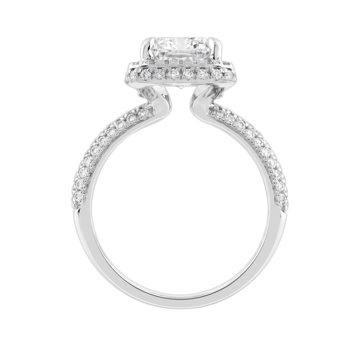 14K White Gold 4 1/2Ct Ladies Emerald Cut Halo Engagement Ring 4Ct Emerald Center Stone &amp; Round Diamond (Color F-G -Clarity Vs1/Vs2)