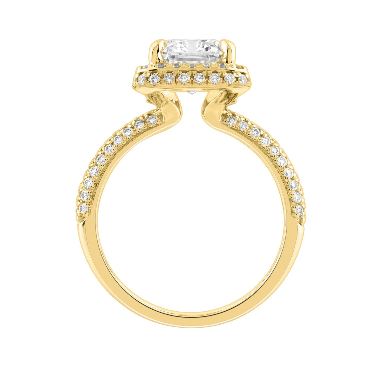 14K Yellow Gold 4 1/2Ct Ladies Emerald Cut  Halo Engagement Ring 4Ct Emerald Center Stone &amp; Round Diamond (Color F-G -Clarity Vs1/Vs2)