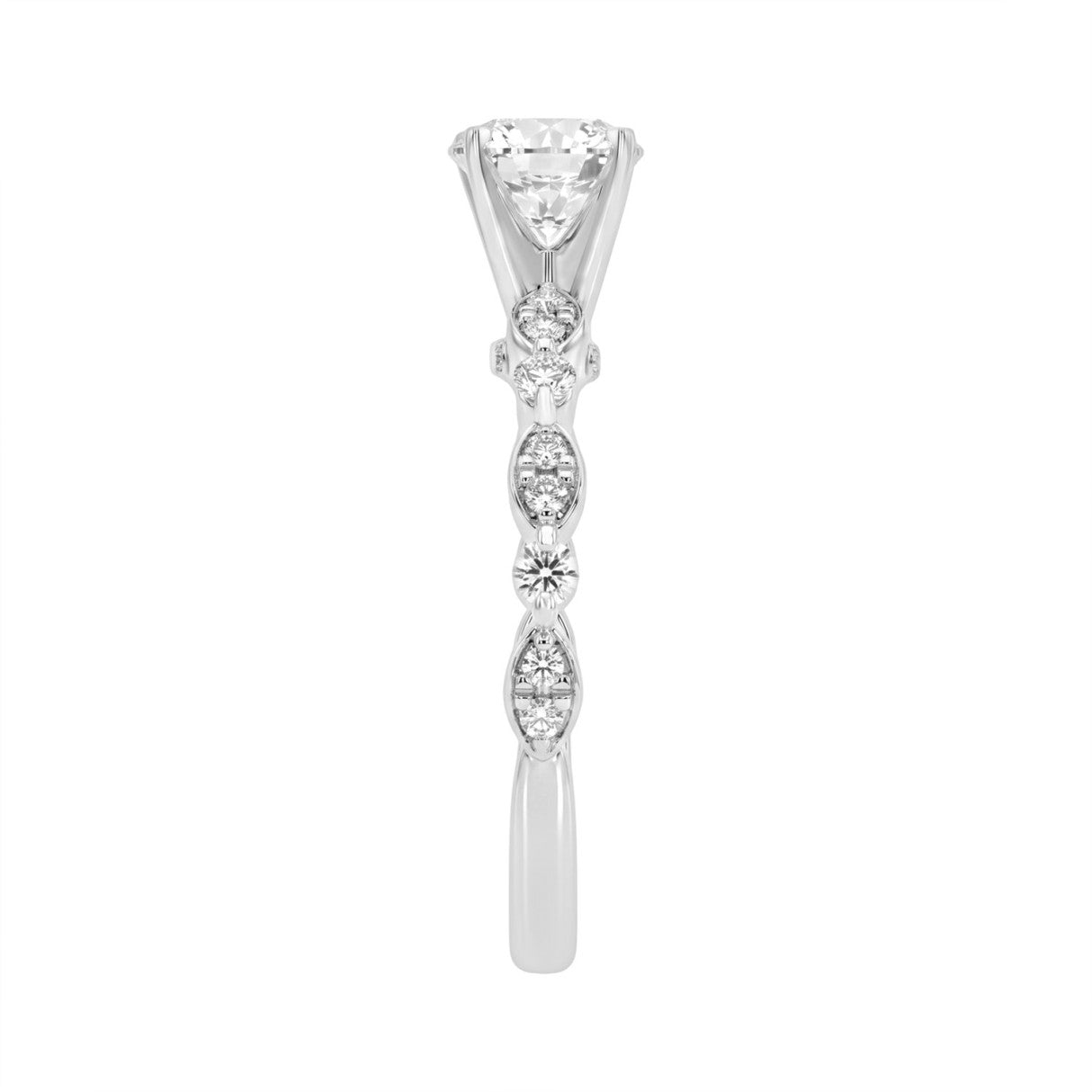 Lab Grown Diamond Engagement Ring 1 1/4Ct White Gold 14K Round Brilliant Cut Ring With 1.00 Ct Center Stone For Women (Color F-G -Clarity Vs1/Vs2)