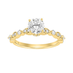Lab Grown Diamond Engagement Ring 1 1/4Ct Yellow Gold 14K Round Brilliant Cut Ring With 1.00 Ct Center Stone For Women (Color F-G -Clarity Vs1/Vs2)