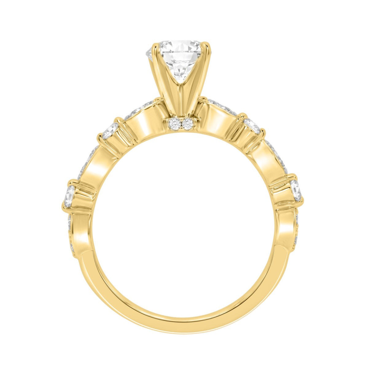 Lab Grown Diamond Engagement Ring 1 1/4Ct Yellow Gold 14K Round Brilliant Cut Ring With 1.00 Ct Center Stone For Women (Color F-G -Clarity Vs1/Vs2)