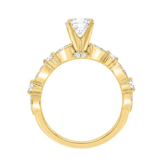 Lab Grown Diamond Engagement Ring 1 1/4Ct Yellow Gold 14K Round Brilliant Cut Ring With 1.00 Ct Center Stone For Women (Color F-G -Clarity Vs1/Vs2)